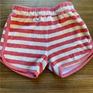 Hanna Andersson Terry Cloth Shorts Orange Stripe Pull On Summer Beach